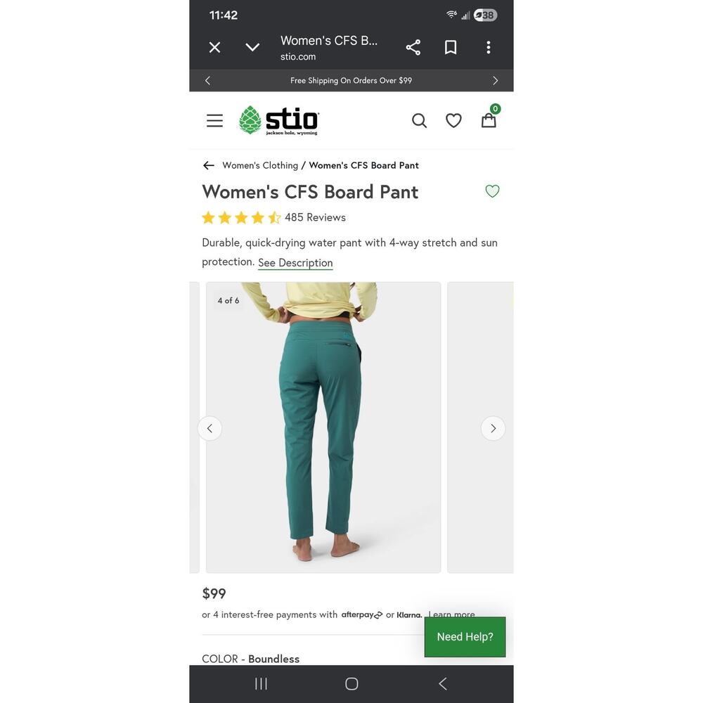Stio CFS Board Pants Womens 4 Purple Drawstring Quick Dry Stretch Hiking UPF 50 - Picture 10 of 16